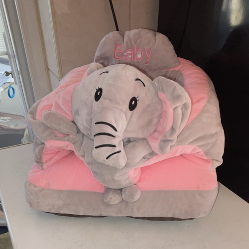 Pink grey plush elephant - pink,