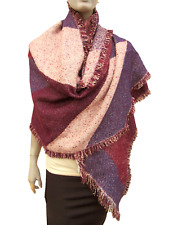 Shawl Wrap - Plum Mix Thick Warm Woven Fabric