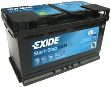 115AGM Car Battery Exide EK800 12V 80Ah 800CCA-Bosch S5A11 Equivalent