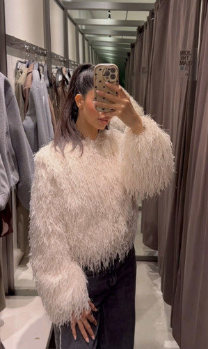Zara feather fringe - fringe, metallic