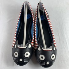 T.U.K.  Red & White Striped Kitty Cat Flat Size US 6