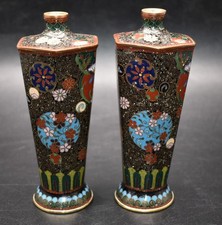 Fine Pair of Antique 19thC Meiji Japanese Cloisonne Vases