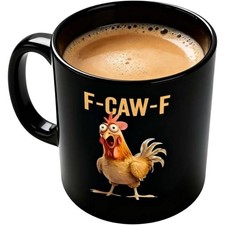 F-Caw-F Funny Chicken Mug,Ceramic F Caw F Coffee Mug, Humor Novelty Chicken Mugs