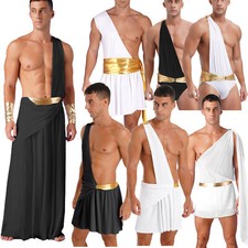UK Men's Roman Costume Mr. Toga One Shoulder Ancient Greek Fancy Dress Outfits