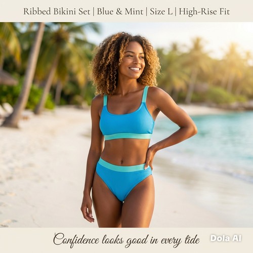 Womens ribbed bikini - bikini, blue