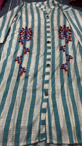 White cotton embroidered kurta - cotton,