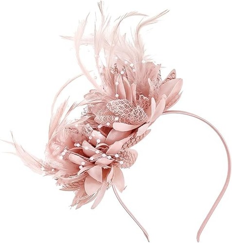 Dusky pink hair fascinator hat - pink,