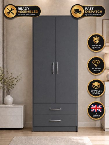 Grey ready assembled door - grey,