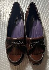 Hotter Shipley Shoes Brown Size UK 6 EXF Extra Wide Fit Low Heel Tassels