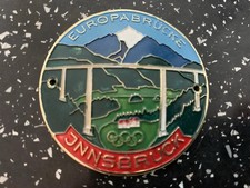 A Round Eurpoabrucke Innsbruck car badge in Painted Enamel made by Besson rare