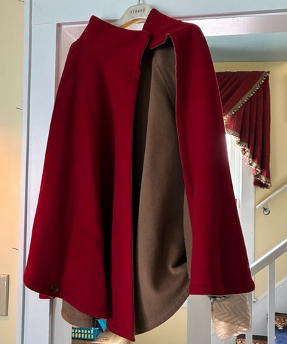 Red reversible cape coat - cape,