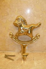 Vintage Solid Brass Rocking Horse Stirrup Coat Hat Hook Curtain Tie Back Hook