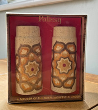 Vintage Royal Worcester Palissy Kalabar Large 11cm Salt & Pepper Pots New in Box