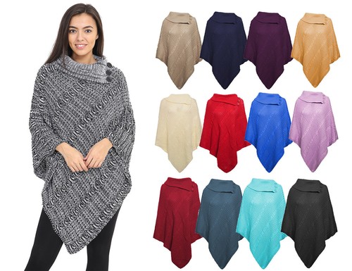 Womens poncho cable knitted - womens,