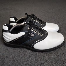Dunlop Classic Golf Shoes Mens 8 Black White Leather Lace Logo Missing Spikes