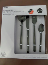 NEXT Kensington Matt Black 16pc Stainless Steel Cutlery Set BNIP