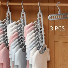 3pcs 9-Hole Foldable Hangers, Heavy Duty Space-Saving Clothes Organizer for Home