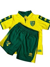 ERREA NORWICH CITY FOOTBALL FULL KIT YELLOW JACK 3 SIZE 28 KIDS SHIRT SHORTS