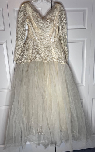 Vtg 1950s lace tulle bridal - lace,