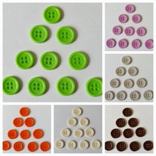 10 Plain Coloured Buttons Size 15mm - Various Colours Available