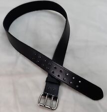 2" Utility Belt Full Grain Lined Leather Nickel Plated Double Prong Buckle