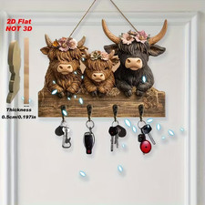 WOODEN Highland Cow Key Holder