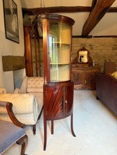 Georgian Bow Fronted Mahogany Corner Display Cabinet 1960's Reproduction