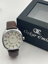 Oskar Emil Classic INDUS Mens Quality Stainless Steel Watch Brown Leather Strap