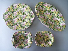 Lord Nelson Ware Black Beauty Chintz - Bread/Cake Plate, Oval Platter, 2 Dishes