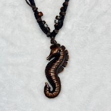 Necklace Sea Horse Pendant Seahorse Design Brown Tribal Bohemian Adjustable Cord