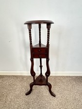 Edwardian Style Tall Wooden Barley Twist Torchere Plant Stand Table Mahogany