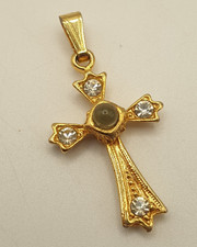 Gold Tone Stanhope Viewer Cross with Lord's Prayer Pendant Religious Jewellery