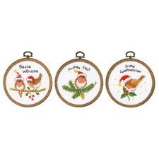 Vervaco Counted Cross Stitch Kit: 3 Miniatures: Christmas Birds: Set of 3