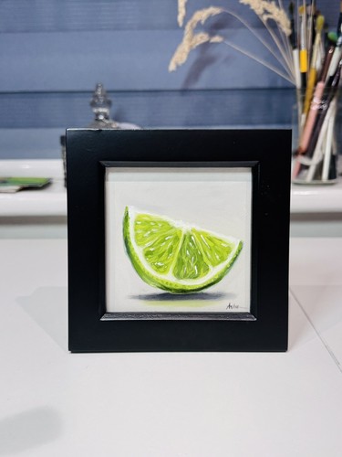 Lime slice oil painting - lime,