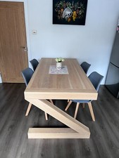 Solid Oak Dining Table - Real Oak, NOT Veneer, Beautiful White Oak, Z Type Legs
