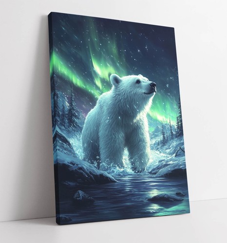 Polar bear northern lights - northern,