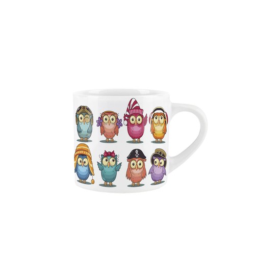 Cartoon owls mug colourful - cartoon,