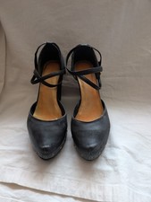 Topshop Blue Leather Vintage Wooden Wedges Size 6 ( Re Heeled.)