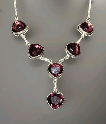 Amethyst 925 silver necklace - silver,