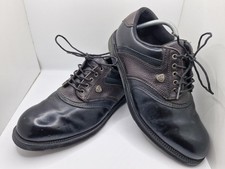 Mens Hi-Tec Dri-Tec Black Leather Wide Fit Golf Grip Shoes UK 9 Soft Spikes 