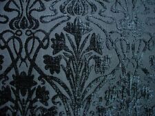 Art Nouveau Indigo Blue Thick Chenille Fabric Curtain Upholstery Quilting Morris