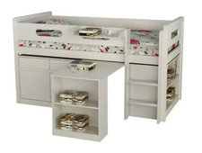 Metro Midsleeper Cabin Bed with a Desk, Drawers, Shelves & Bookcase - 3ft Single