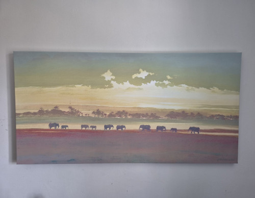 Elephants landscape canvas - landscape,
