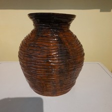 Large rustic Vintage Studio Pottery Glazed Coil Pot / Vase