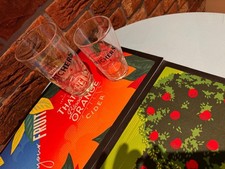 His/ Hers Pint /Half Pint Thatchers Haze Cider Glasses Plus Bar Runners