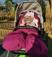 Stokke Pram Footmuff Fuchsia Purple Split Legs Snow Protection Showerproof