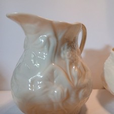 Belleek Lotus White Sugar Bowl and Creamer  Set Green Mark 1965-1980