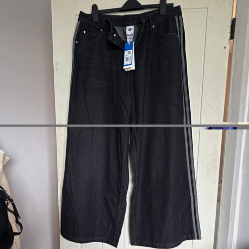 Adidas black denim wide - denim, wide-leg