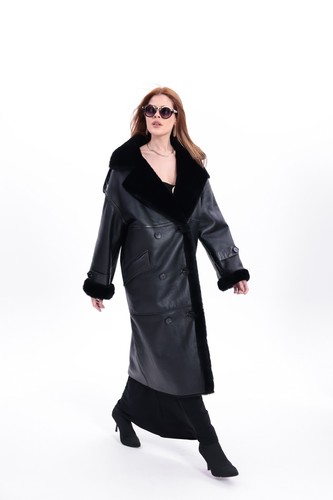 Women black shearling - black,