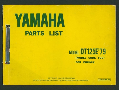 Yamaha dt125e parts list - dt125e,